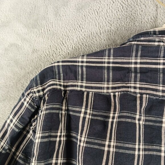 BASICS Men's Plaid Shirt (not flannel) Long Sleeve Navy Blue Size M Slim Fit - Picture 12 of 12